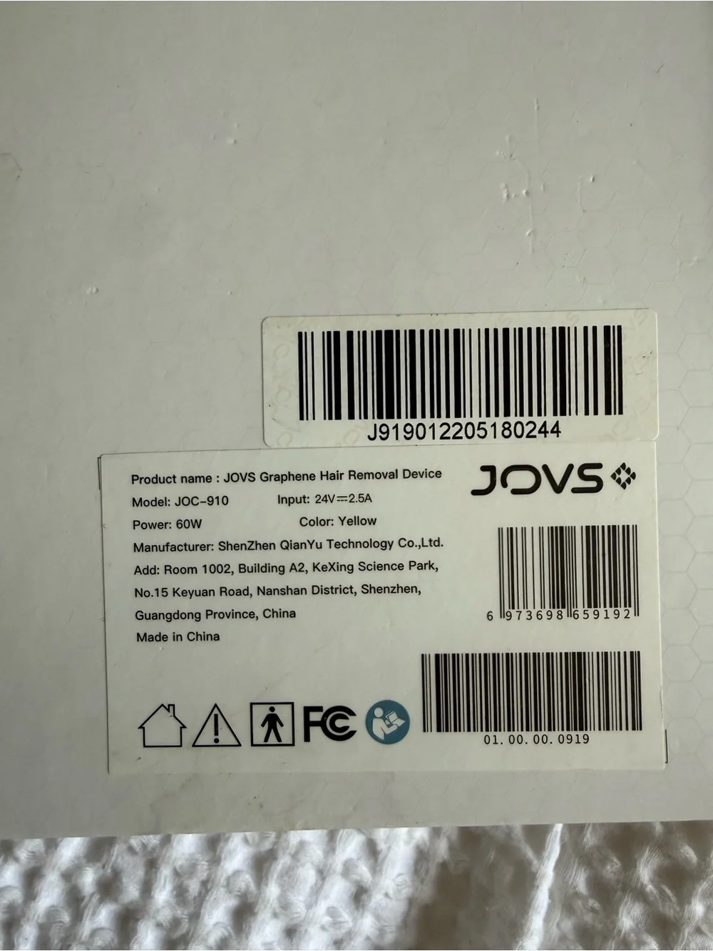 JOVS IPL permanent Portable Hair Removal Device 3 in 1 with attachments